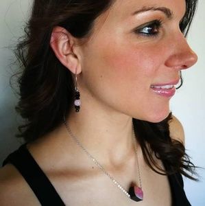Handmade: pink & gemstone necklace & earrings